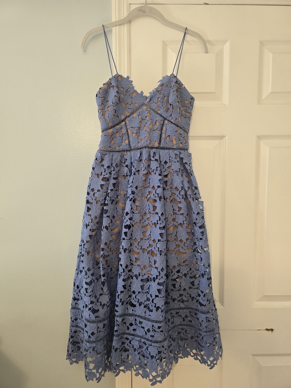 Self Portrait Azaelea Light Blue Lace Midi Dress